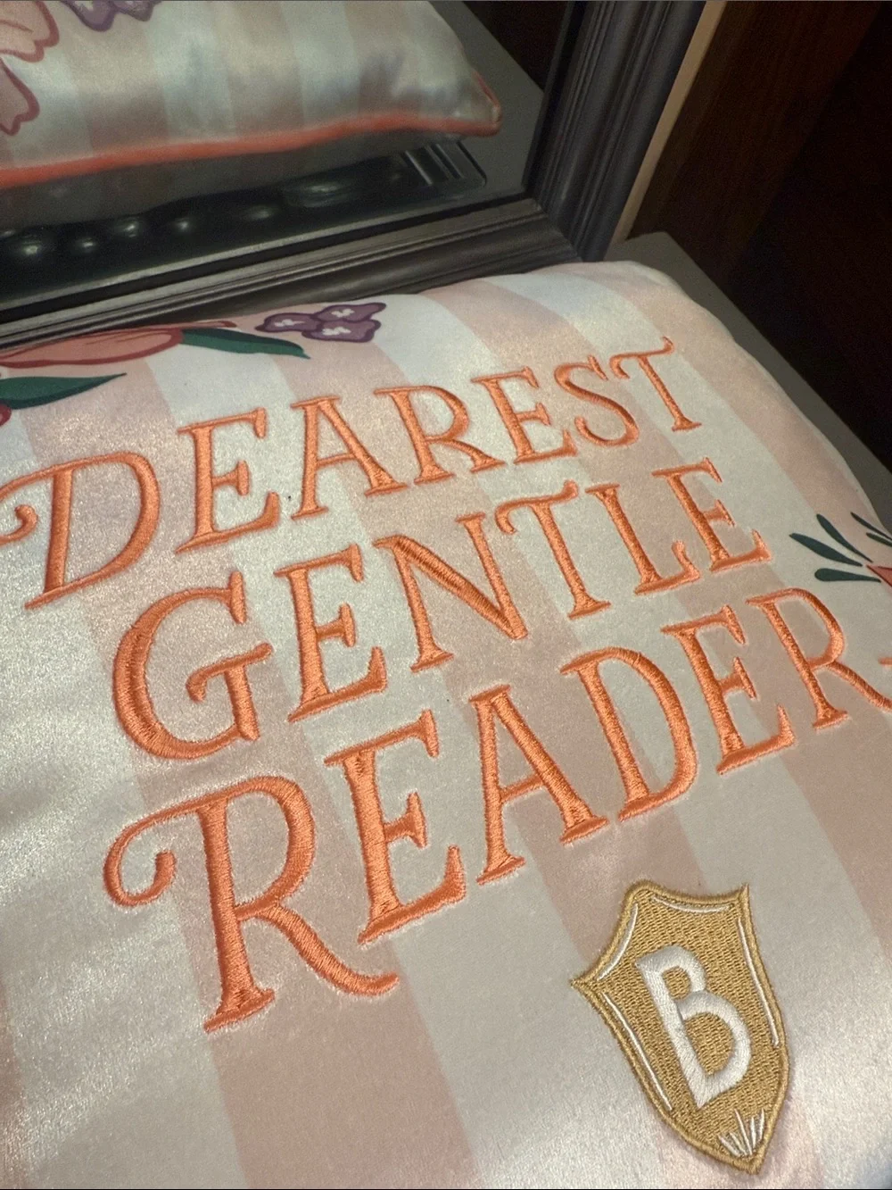Hallmark Bridgerton Dearest Gentle Reader Decorative Pillow Pink Floral